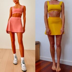 Reformation Active eco move YELLOW tennis Padel Pickleball tiffany skirt SET